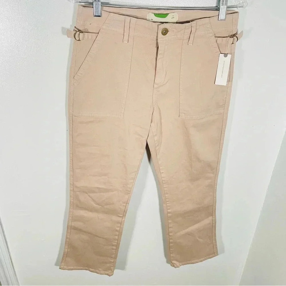 NEW Anthropologie Cropped Utility Khaki Pants Neutral Contemporary Modest Office - Picture 5 of 8